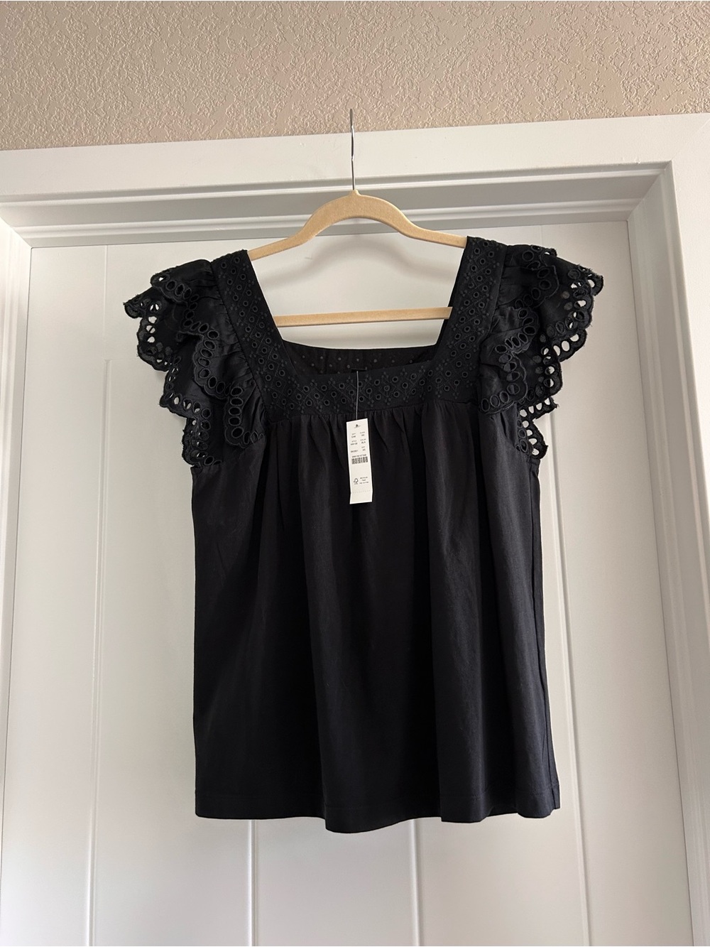 Jcrew Eyelet Flutter-Sleeve Women’s Top